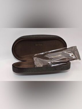 Tom Ford Large Brown Sunglasses Case and Cleaning Cloth